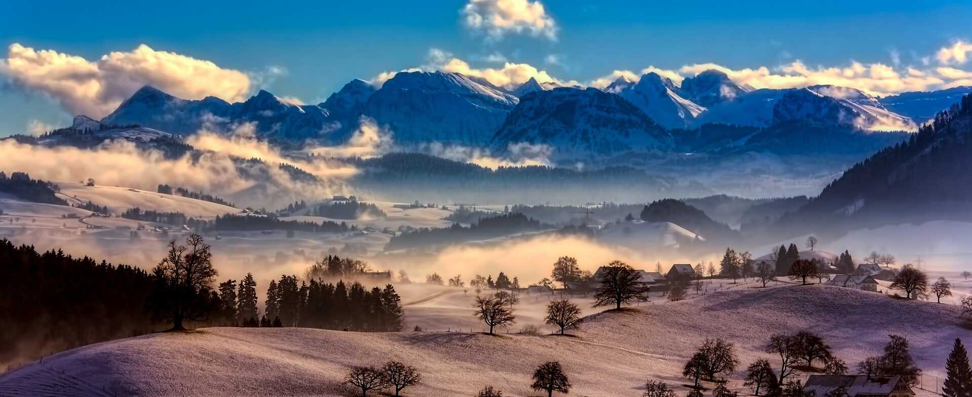 paysage de montagnes en hiver