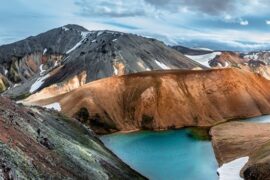Paysage lac et glaciers islande